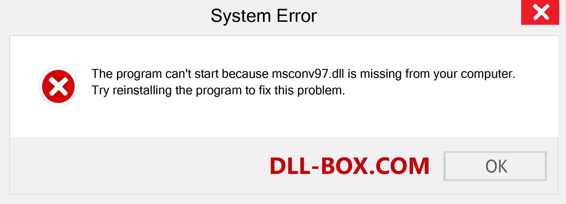  msconv97.dll file is missing?. Download for Windows 7, 8, 10 - Fix  msconv97 dll Missing Error on Windows, photos, images