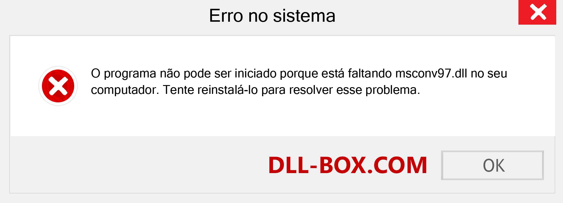 Arquivo msconv97.dll ausente ?. Download para Windows 7, 8, 10 - Correção de erro ausente msconv97 dll no Windows, fotos, imagens